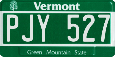 VT license plate PJY527