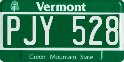 VT license plate PJY528