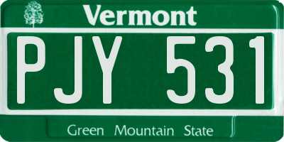 VT license plate PJY531
