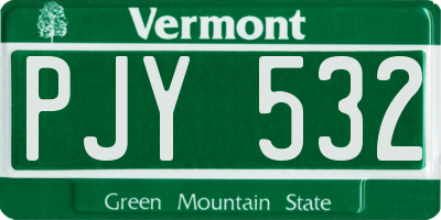VT license plate PJY532