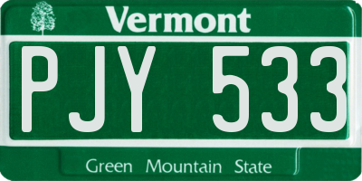 VT license plate PJY533