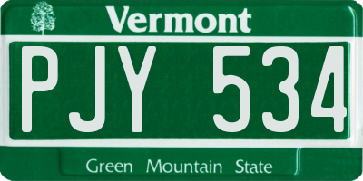 VT license plate PJY534