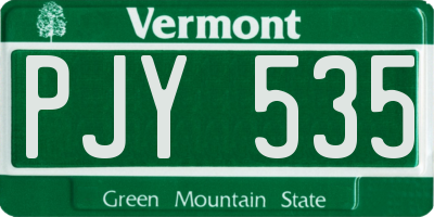 VT license plate PJY535
