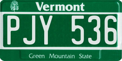 VT license plate PJY536