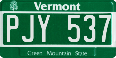 VT license plate PJY537