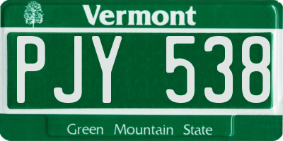 VT license plate PJY538