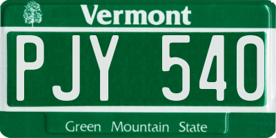 VT license plate PJY540