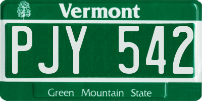 VT license plate PJY542