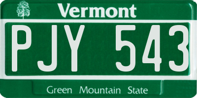 VT license plate PJY543