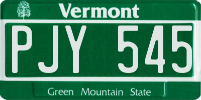 VT license plate PJY545