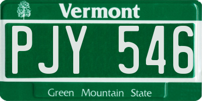 VT license plate PJY546