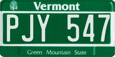 VT license plate PJY547