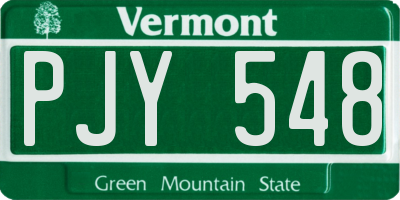 VT license plate PJY548