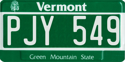 VT license plate PJY549