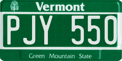 VT license plate PJY550