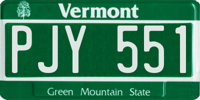 VT license plate PJY551