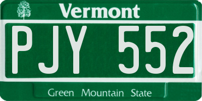 VT license plate PJY552
