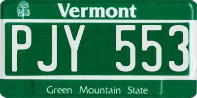 VT license plate PJY553