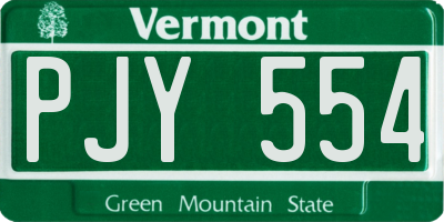 VT license plate PJY554