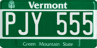 VT license plate PJY555