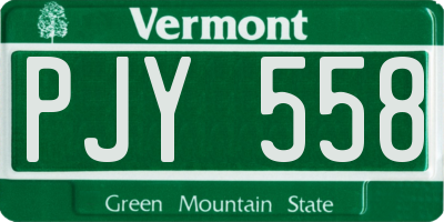 VT license plate PJY558