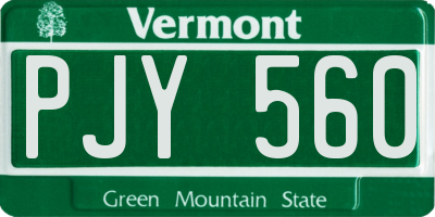VT license plate PJY560