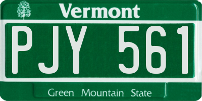 VT license plate PJY561