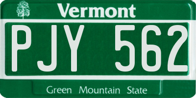 VT license plate PJY562