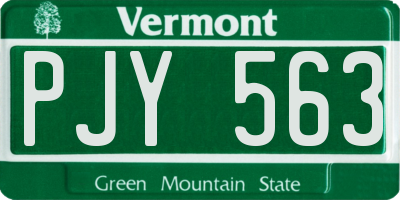 VT license plate PJY563