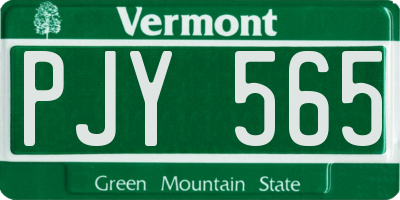 VT license plate PJY565