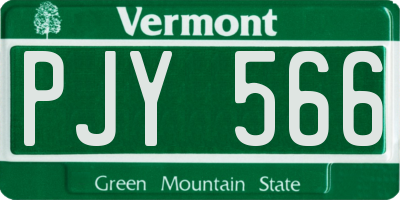 VT license plate PJY566