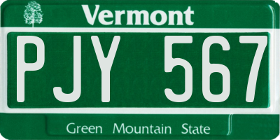 VT license plate PJY567