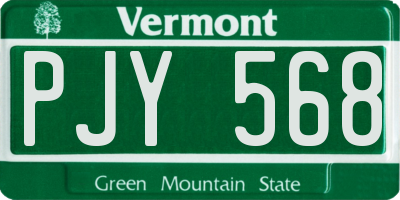 VT license plate PJY568