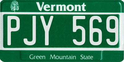 VT license plate PJY569