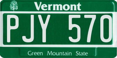 VT license plate PJY570