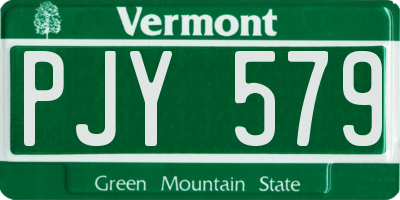 VT license plate PJY579
