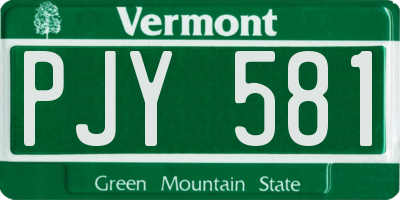 VT license plate PJY581