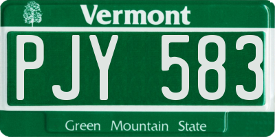 VT license plate PJY583