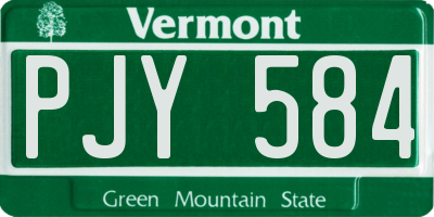 VT license plate PJY584