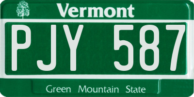 VT license plate PJY587