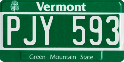 VT license plate PJY593