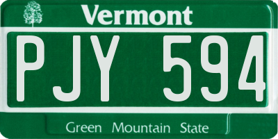 VT license plate PJY594
