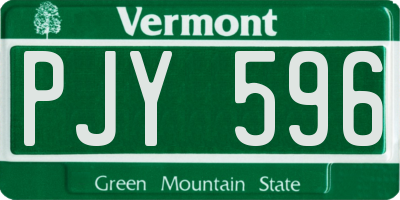 VT license plate PJY596