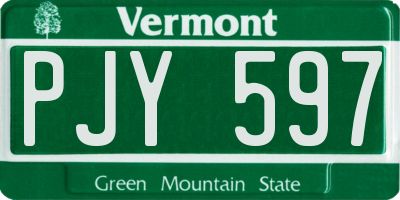 VT license plate PJY597