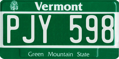 VT license plate PJY598