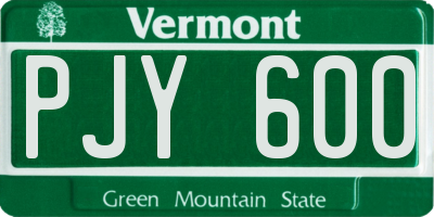 VT license plate PJY600
