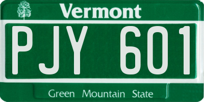 VT license plate PJY601