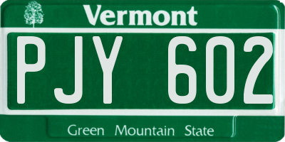 VT license plate PJY602