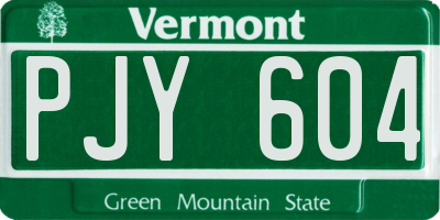 VT license plate PJY604