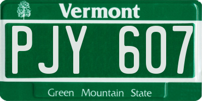 VT license plate PJY607